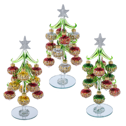 Glass Christmas Tree with Shimmer Ornaments