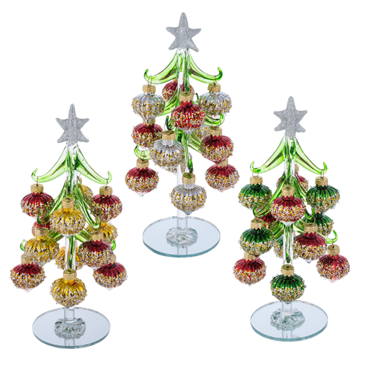 Glass Christmas Tree with Shimmer Ornaments