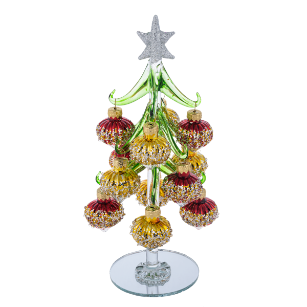 Glass Christmas Tree with Shimmer Ornaments