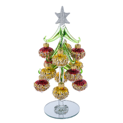 Glass Christmas Tree with Shimmer Ornaments