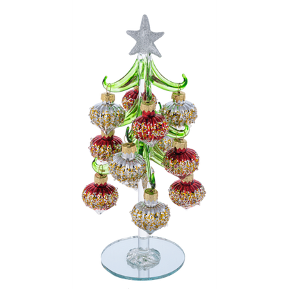 Glass Christmas Tree with Shimmer Ornaments