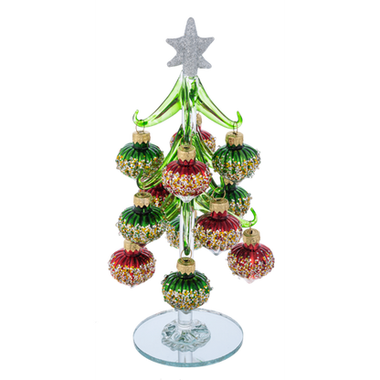 Glass Christmas Tree with Shimmer Ornaments