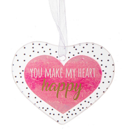 You Make My Heart Happy, Glass Heart Ornament