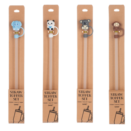 Zoo Animal Straws/Straw Topper Set-Assorted, each sold separately