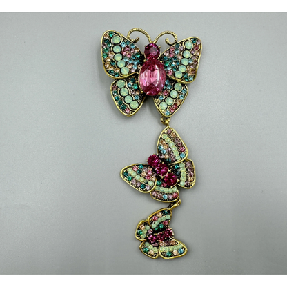 Butterfly Chain Rhinestone Lapel Pin