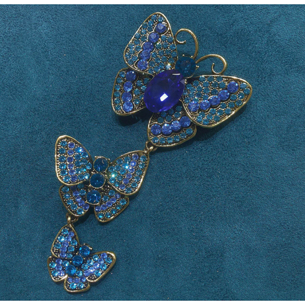 Butterfly Chain Rhinestone Lapel Pin