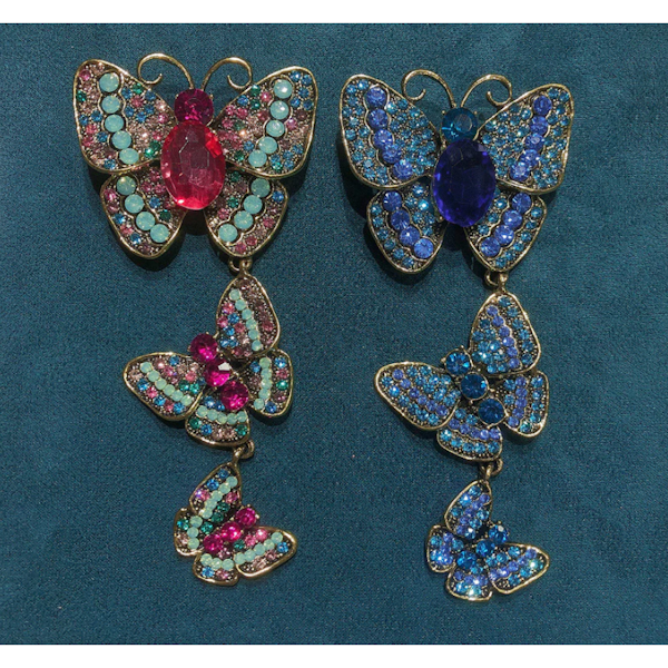 Butterfly Chain Rhinestone Lapel Pin