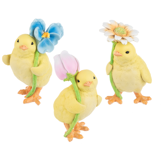 Chick With Flower Figurine, Assorted Styles, sold seperately