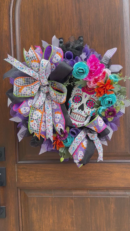 Day of the Dead Wreath, Handmade-Custom