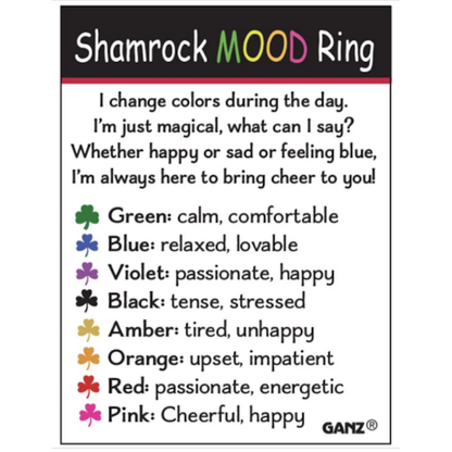 Shamrock Mood Ring with Insert Card