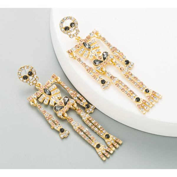 Skeleton Rhinestone Earrings